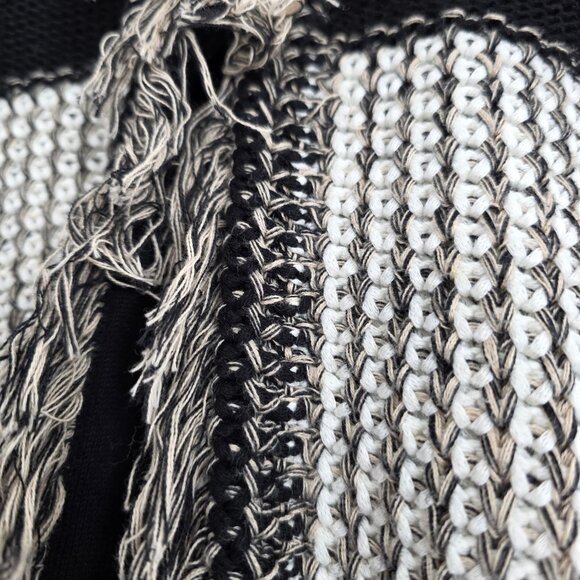 Chico's Black and White Geometric Knit Cardigan Fringe Sweater Jacket - Picture 5 of 12